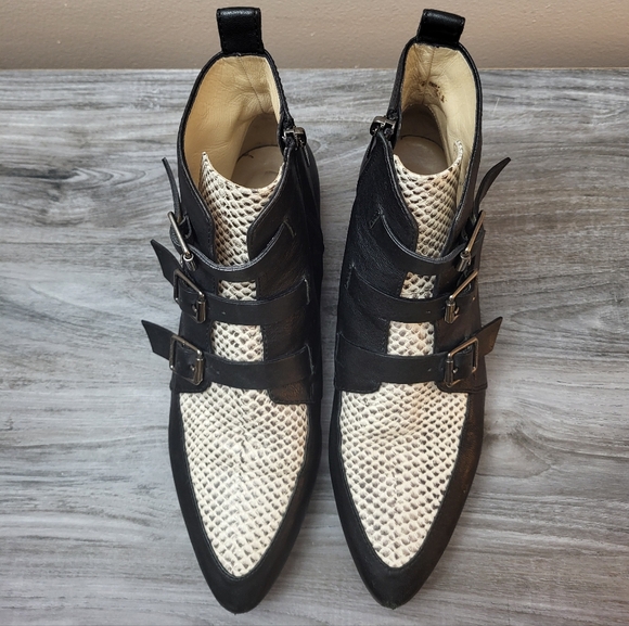 Jimmy Choo Marlin Black & Snake Embossed Leather Ankle Boots Size 40 - Picture 12 of 13